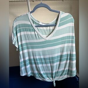 Soft Aqua Blue & White T-Shirt